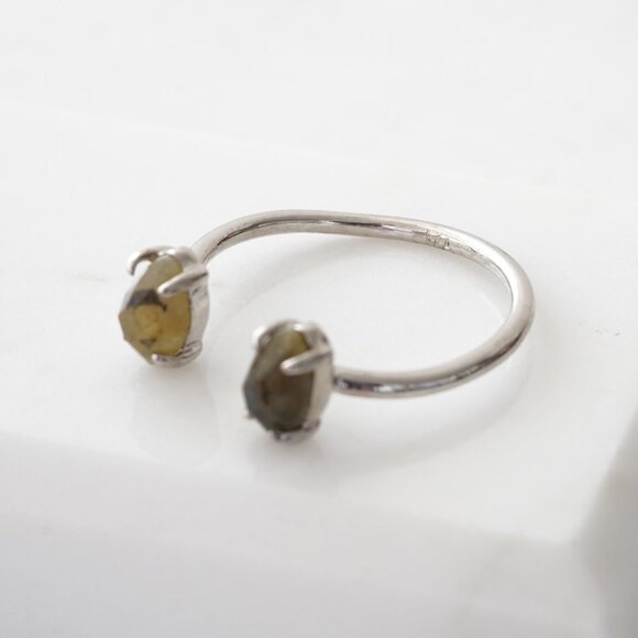 Anthropologie Melanie Auld Stone Open Cuff Ring - Picture 2 of 3